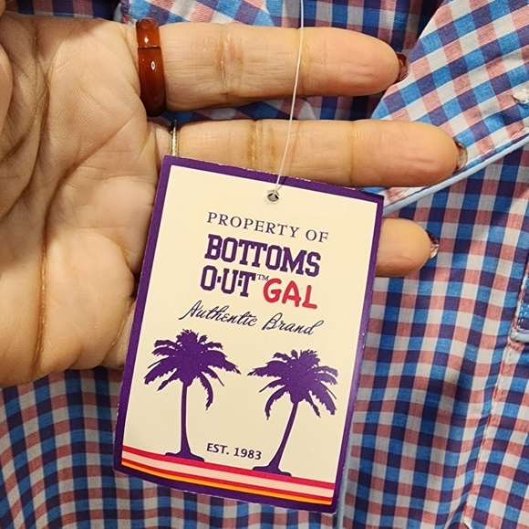 Bottoms out GAL Ghimgan plaid long Sleeves buttom down pajama top size M NWT - Picture 5 of 12